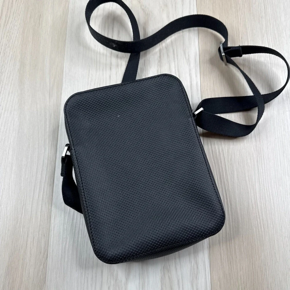 Lacoste Mens Black Polyamide Lining Chantaco Zip Closure Crossbody Camera Bag